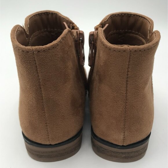 Cat & Jack Boots Girls Toddler Size 5 Penelope Zipper Cognac Tan Faux Suede - Picture 4 of 11